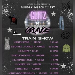 🤘🏽🪩🖤Glitz N Grunge Train Show Sunday, March 1st EST🪩🖤🤘🏽